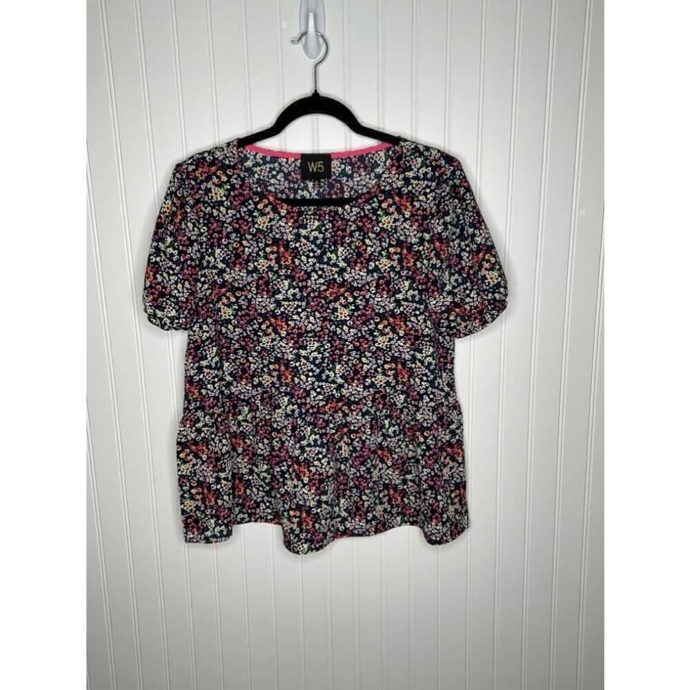 Women's Anthropologie W5 Blue Floral Puff Sleeve Blouse Size S - Picture 3 of 8